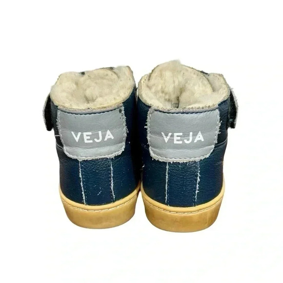 VEJA Esplar Mid Top Fur Lined Shearling Leather Sneakers Nautico PLEASE READ - Picture 7 of 11